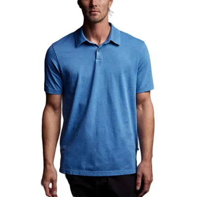 James Perse Sueded Jersey Polo Shirt In Electric Blue Pigment