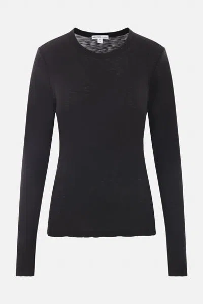 James Perse Round Neck Longsleeved T-shirt In Black