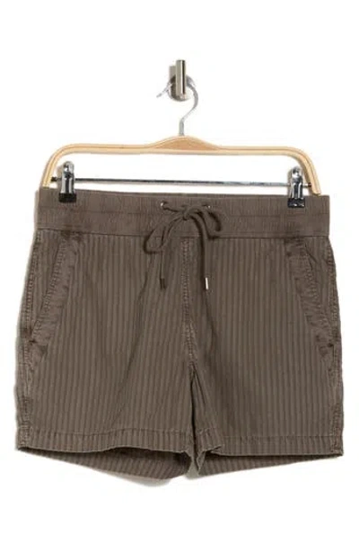 James Perse Textured Stripe Drawstring Shorts In Brown