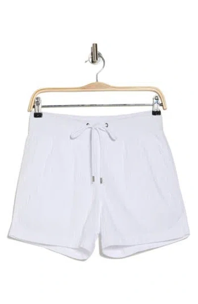 James Perse Textured Stripe Drawstring Shorts In White
