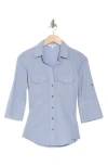 James Perse Three-quarter Sleeve Button-up Shirt In Aura
