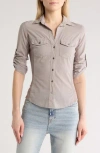 James Perse Three-quarter Sleeve Button-up Shirt In Concrete