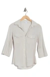 James Perse Three-quarter Sleeve Button-up Shirt In Gray