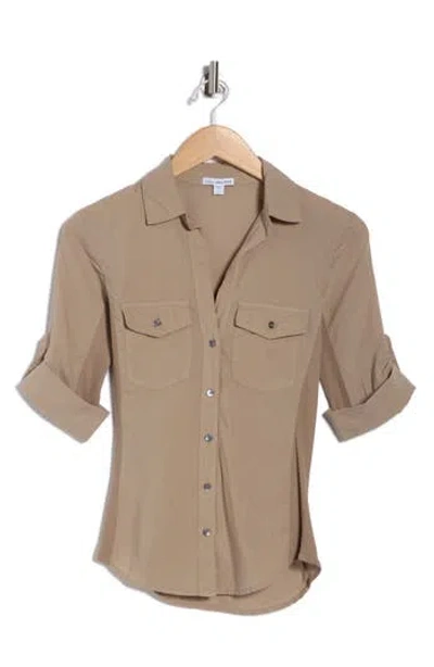 James Perse Three-quarter Sleeve Button-up Shirt In Multi