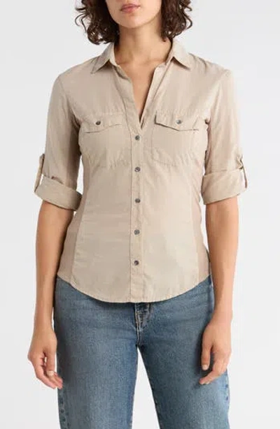 James Perse Three-quarter Sleeve Button-up Shirt In Neutral