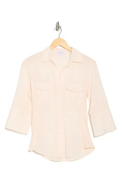 James Perse Three-quarter Sleeve Button-up Shirt In Zephyr
