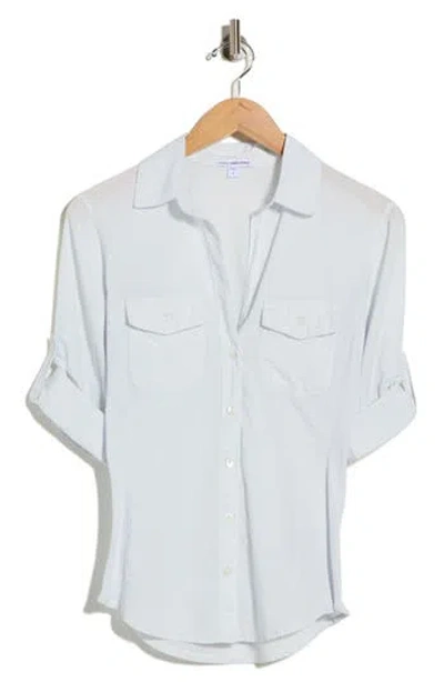 James Perse Three-quarter Sleeve Button-up Shirt In White