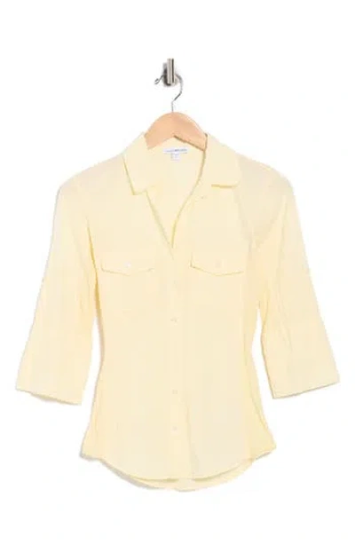 James Perse Three-quarter Sleeve Button-up Shirt In Neutral
