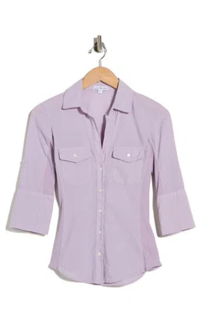 James Perse Three-quarter Sleeve Button-up Shirt In Pink