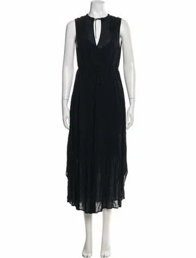Pre-owned James Perse Tie Neck Midi Length Dress In Black