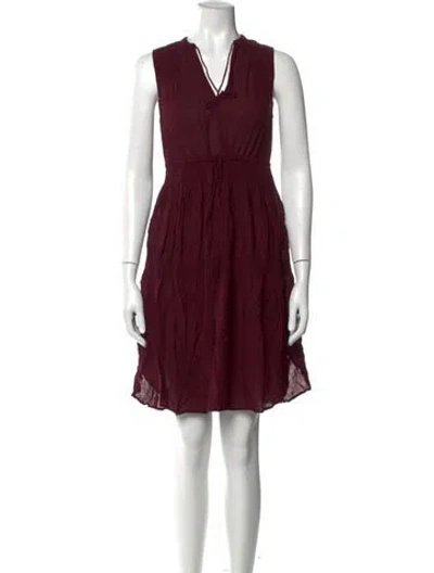 Pre-owned James Perse Tie Neck Mini Dress In Burgundy