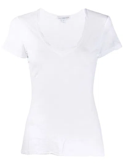 James Perse Tshirt Scollo V Avvitata In White