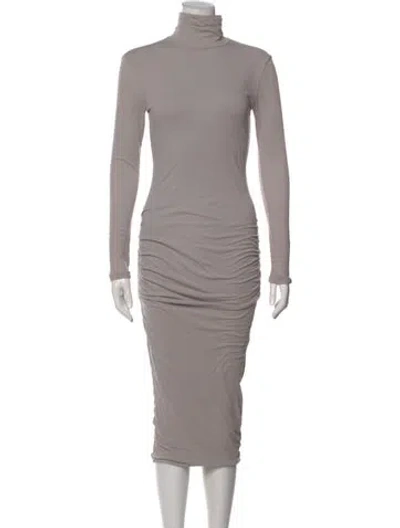 Pre-owned James Perse Turtleneck Long Dress In Gray