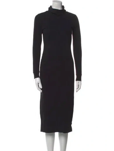 Pre-owned James Perse Turtleneck Midi Length Dress In Black