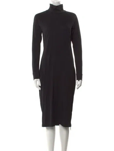 Pre-owned James Perse Turtleneck Midi Length Dress In Black