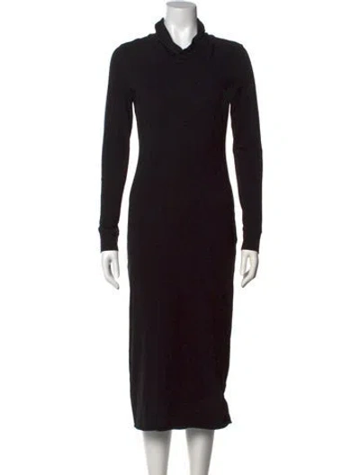 Pre-owned James Perse Turtleneck Midi Length Dress In Black