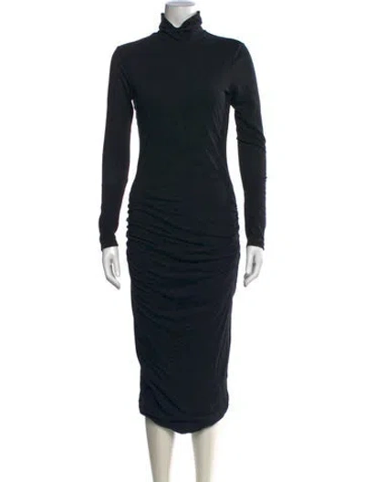 Pre-owned James Perse Turtleneck Midi Length Dress In Black