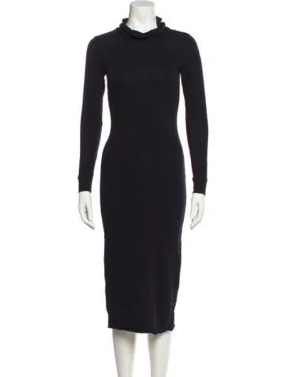 Pre-owned James Perse Turtleneck Midi Length Dress In Blue