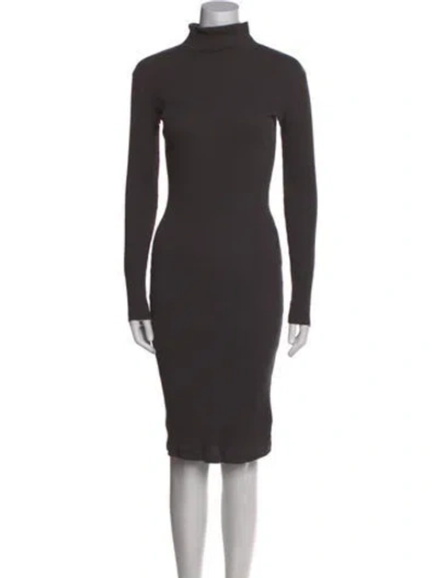 Pre-owned James Perse Turtleneck Midi Length Dress In Gray