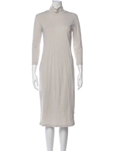 Pre-owned James Perse Turtleneck Midi Length Dress In Neutral