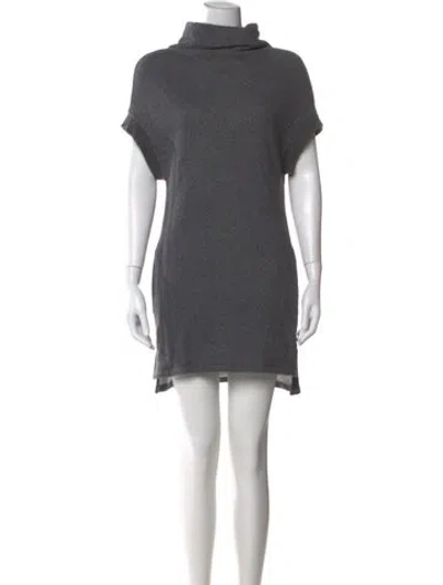 Pre-owned James Perse Turtleneck Mini Dress In Gray
