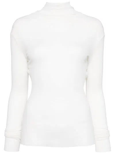 James Perse Turtleneck Ribbed Jumper In White