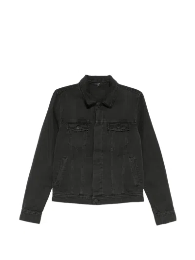 James Perse Twill Trucker Jacket In Black