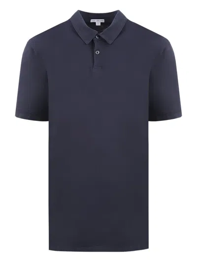 James Perse Two-button Placket Polo Shirt In Blue