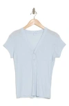 James Perse V-neck Cotton Blend Henley In Baby Blue