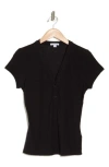 James Perse V-neck Cotton Blend Henley In Black