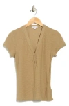 James Perse V-neck Cotton Blend Henley In Brown