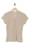 James Perse V-neck Cotton Blend Henley In Mineral