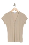 James Perse V-neck Cotton Blend Henley In String