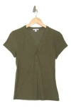 James Perse V-neck Cotton Blend Henley In Green