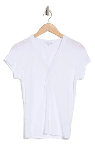 James Perse V-neck Cotton Blend Henley In White