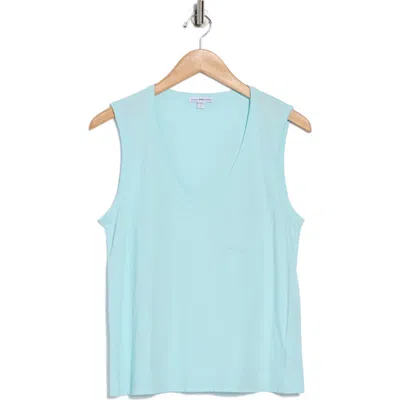James Perse V-neck Cotton Tank In Blue