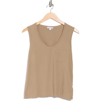 James Perse V-neck Cotton Tank In Brown