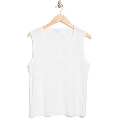 James Perse V-neck Cotton Tank In White