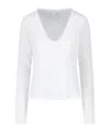 James Perse V-neck Long-sleeved T-shirt In White