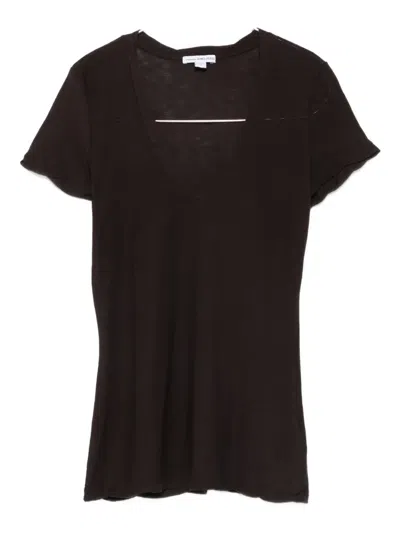 James Perse V-neck Short-sleeved T-shirt In Brown