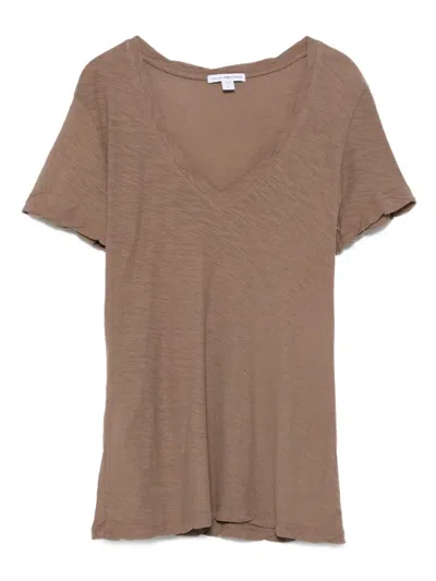 James Perse V-neck Short-sleeved T-shirt In Brown