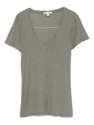 James Perse V-neck Short-sleeved T-shirt In Gray