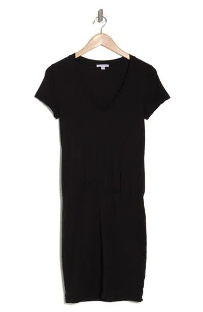 James Perse V-neck T-shirt Dress In Black