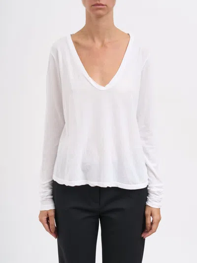 James Perse V-neck T-shirt M/l In White