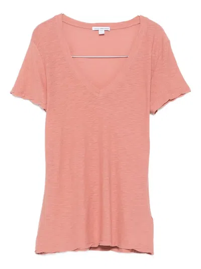 James Perse V-neck T-shirt In Pink