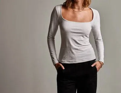 James Perse Velvet Long Sleeve Top In Talc In Gray