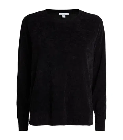 James Perse Velvet Sweatshirt In Black