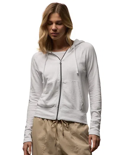 James Perse Vintage French Terry Zip Up Hoodie In White