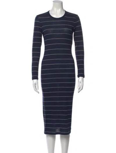 Pre-owned James Perse Virgin Wool Midi Length Dress W/ Tags In Blue