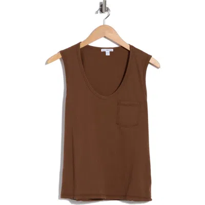 James Perse V-neck Cotton Tank In Brown